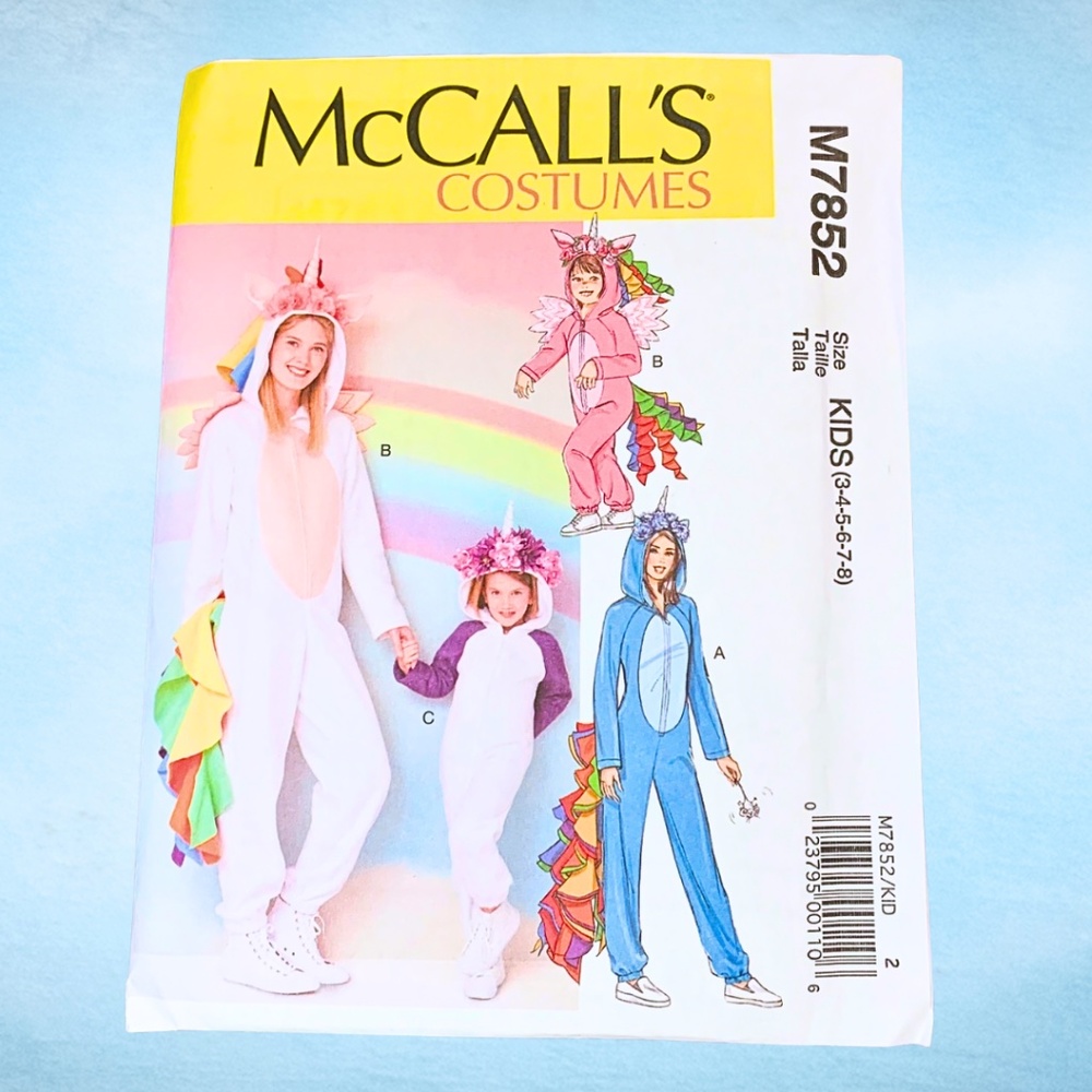 NEW McCalls M7852 Kids Unicorn Costume Sewing Pattern UNOPENED